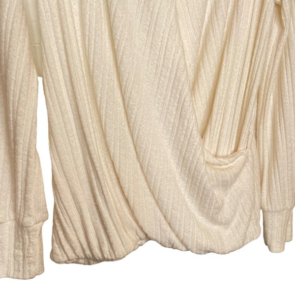 Maeve by Anthropologie Ivory Surplice Wrap Front Sweater, M Petite - Picture 5 of 8